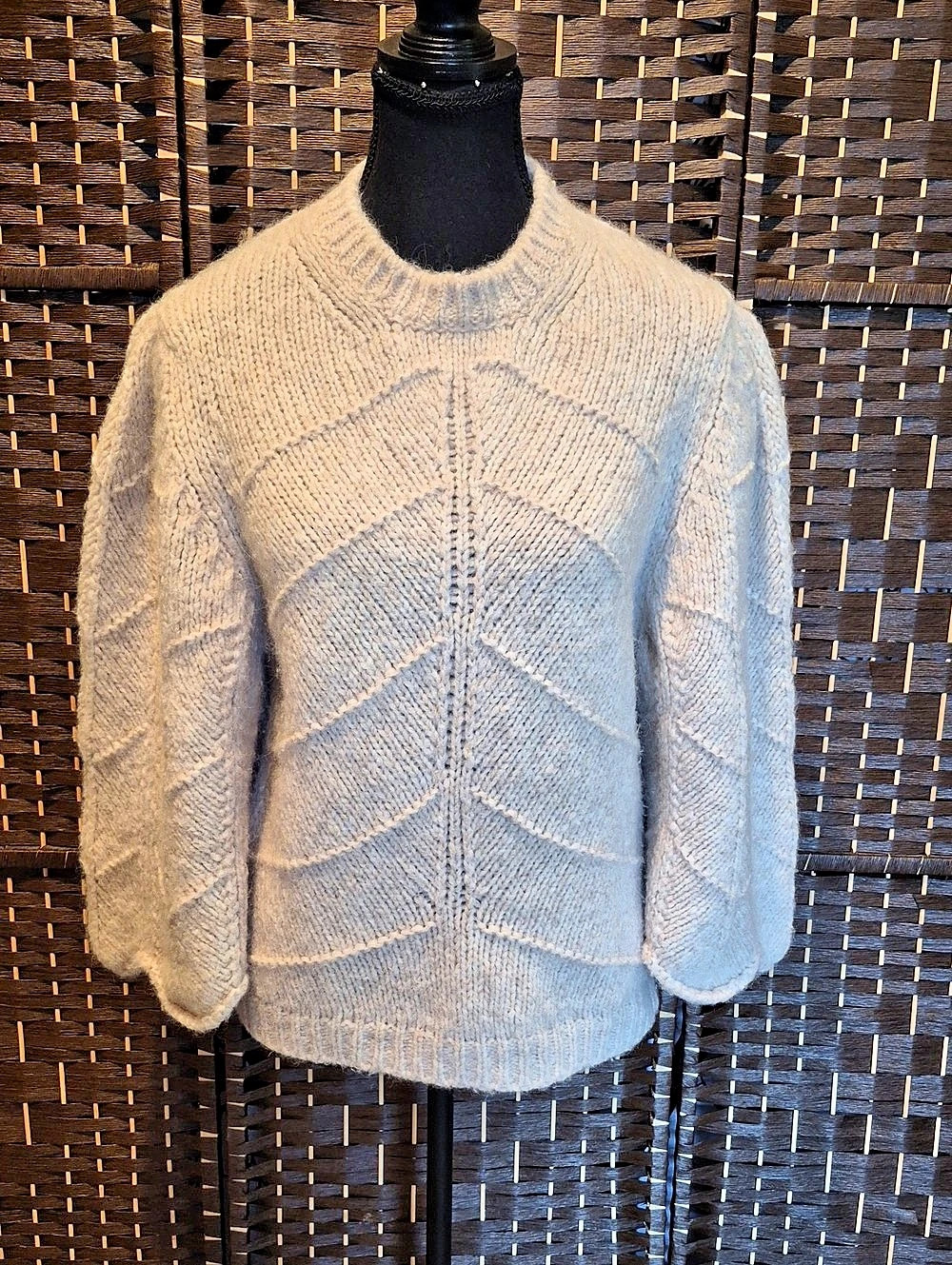 ba&sh Geometric Knit Sweater in Beige Size Small